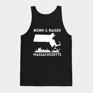 Born and raised Massachusetts Id rather be in Boston MA skyline state trip Tank Top